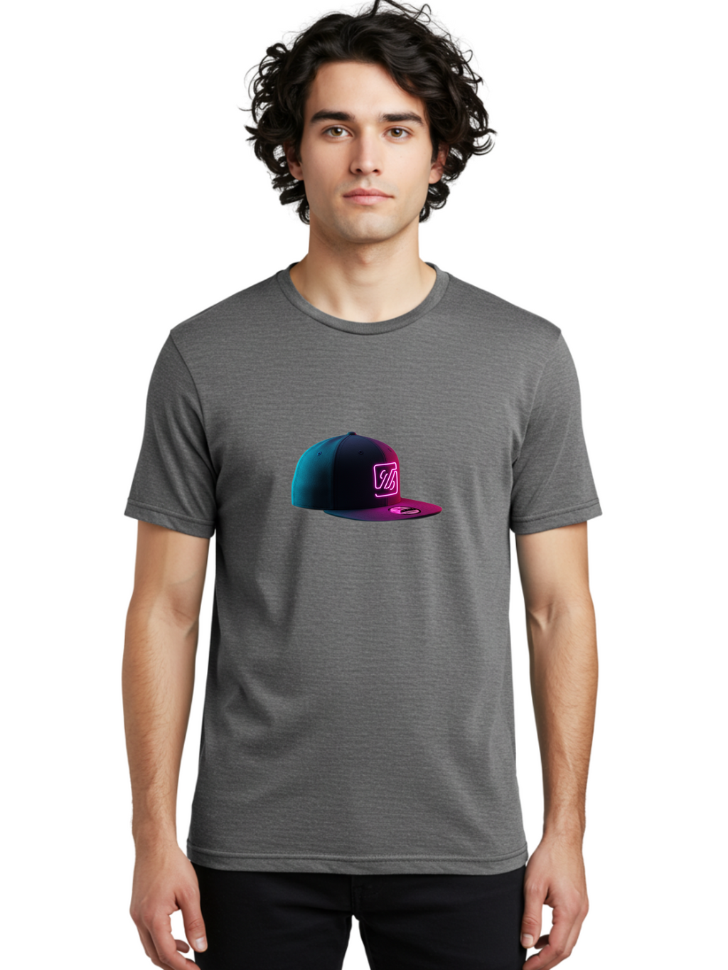 Yd-Logo-Cap Men'S Graphic Tee, 100% Cotton, Comfortable Casual Summer Wear, Machine Washable, Black Baseball Cap, Snapback Hat, Neon Pink Logo, Zild Branding, Streetwear Fashion, Trendy Accessories, Bold Design, Modern Style, Edgy Look Bad936