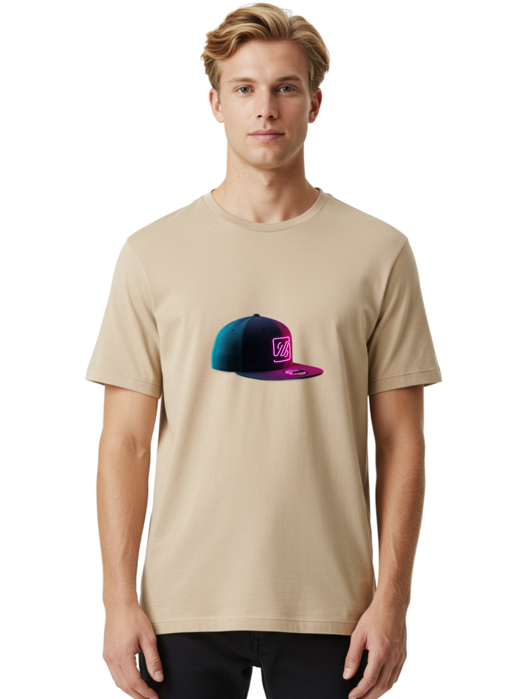Yd-Logo-Cap Men'S Graphic Tee, 100% Cotton, Comfortable Casual Summer Wear, Machine Washable, Black Baseball Cap, Snapback Hat, Neon Pink Logo, Zild Branding, Streetwear Fashion, Trendy Accessories, Bold Design, Modern Style, Edgy Look Bad936