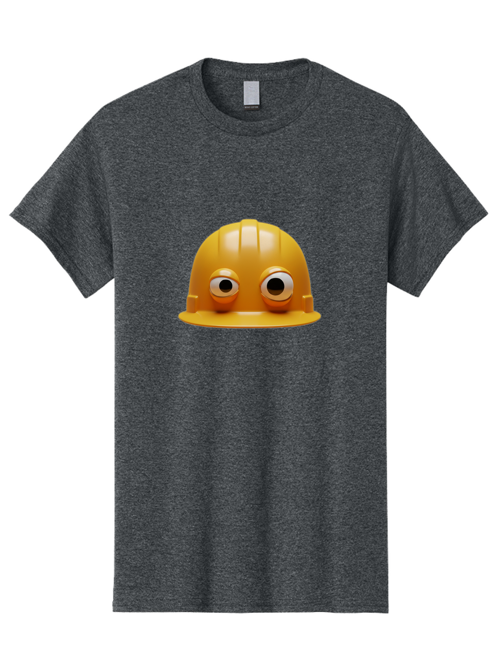 Yellow-Hardhat Men'S Graphic Tee, 100% Cotton, Comfortable Casual Summer Wear, Machine Washable, Safety Hardhat, Yellow Helmet, Funny Construction Hat, Cartoon Character, Comedic Element, Construction Worker Symbol, Quirky Illustration, Bad944