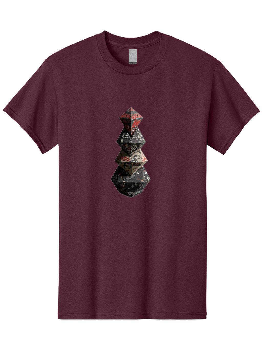 Yves-Saint-Laurent-Christmas-Tree Men'S Graphic Tee, 100% Cotton, Comfortable Casual Summer Wear, Machine Washable, Paper Art, Origami Tree, Geometric Shapes, Red And Black Design, Thank You, Handmade, 3D Art, Intricate Details, Bad947
