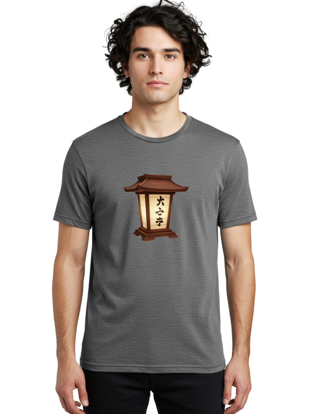 Daxue-Lantern Men'S Graphic Tee, 100% Cotton, Comfortable Casual Summer Wear, Machine Washable, Japanese Lantern, Traditional Lighting, Cultural Symbol, Serene Ambiance, Daxue, Soft Glow, Oriental Design, Peaceful Atmosphere, Lantern Art Bad951