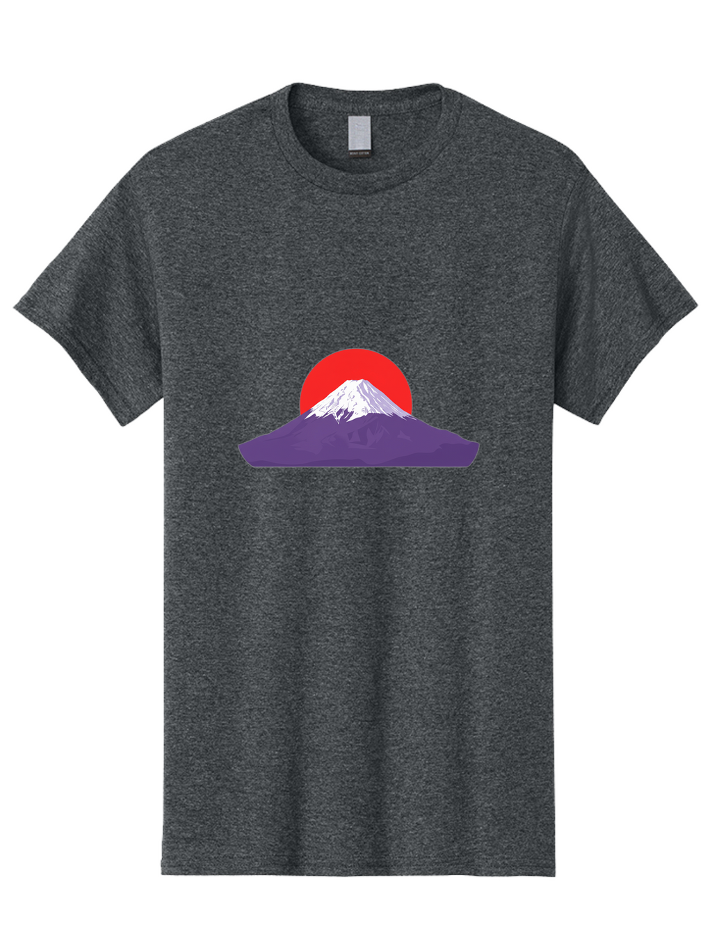 Fuji Men'S Graphic Tee, 100% Cotton, Comfortable Casual Summer Wear, Machine Washable, Mount Fuji Landscape, Red Sun, White Snow, Purple Mountain, Japan Scenery, Minimalist Art, Simple Shapes, Iconic Landmark, Serene Atmosphere, Bad952
