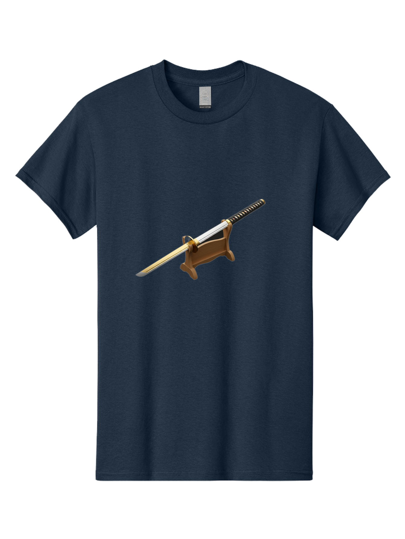 Katana Men'S Graphic Tee, 100% Cotton, Comfortable Casual Summer Wear, Machine Washable, Katana Sword, Samurai Sword, Japanese Blade, Sword On Stand, Martial Arts, Historical Weapon, Metal Sword, Sharp Blade Bad961