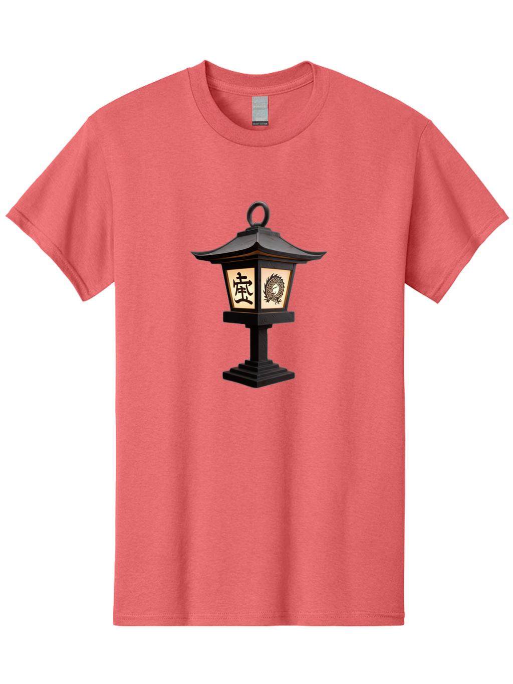 Koi-Lantern Men'S Graphic Tee, 100% Cotton, Comfortable Casual Summer Wear, Machine Washable, Japanese Lantern, Toro Lantern, Asian-Inspired Decor, Oriental Design, Kanji Symbol, Fish Motif, Traditional Lighting, Zen Garden, Pagoda-Style Roof Bad964