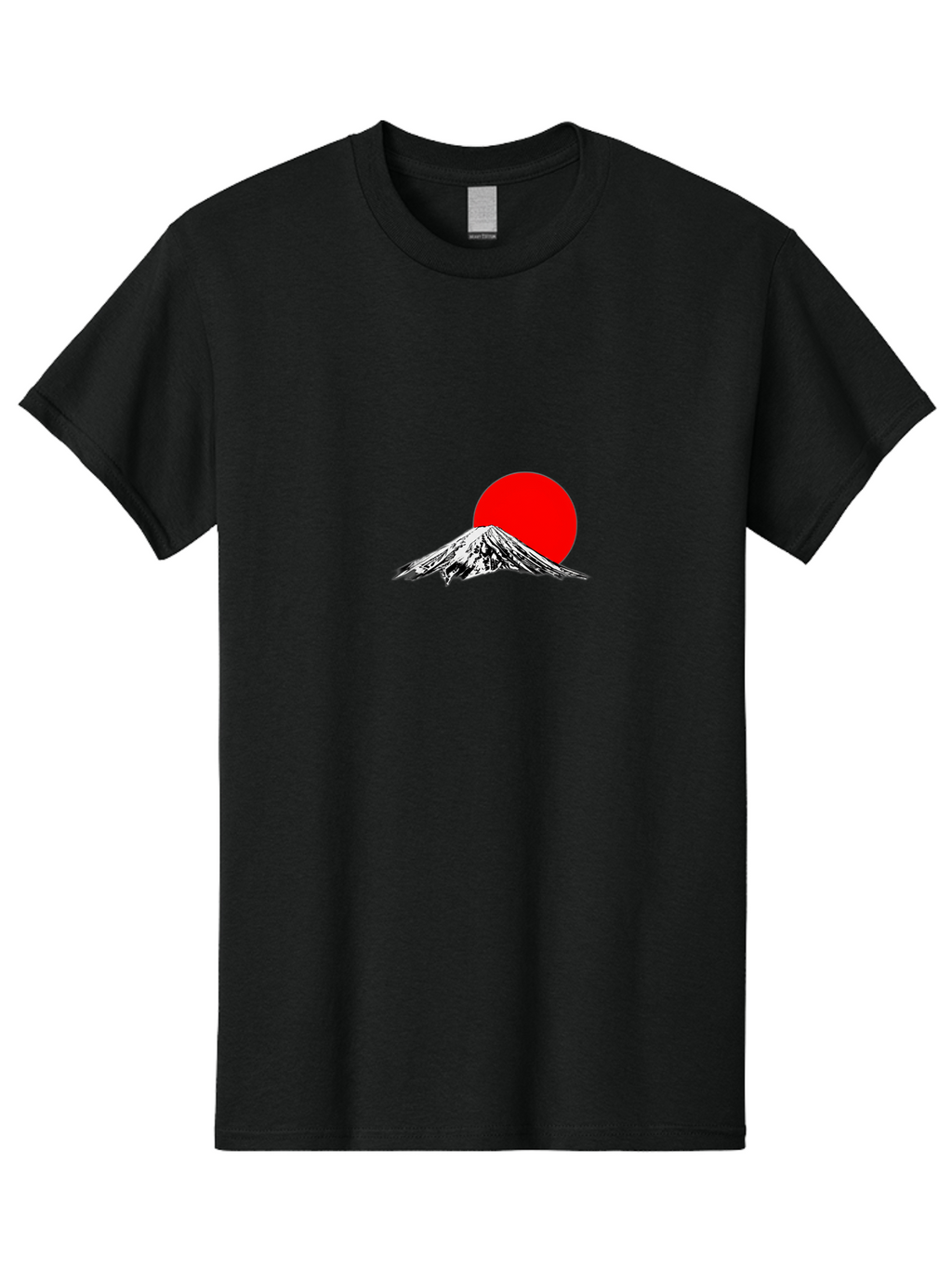 Mount-Fuji-6 Men'S Graphic Tee, 100% Cotton, Comfortable Casual Summer Wear, Machine Washable, Mount Fuji Illustration, Red Sun, Minimalist Design, Japanese Culture, Iconic Landmarks, Black And White Graphics, Simple Shapes, Bold Colors, Bad971