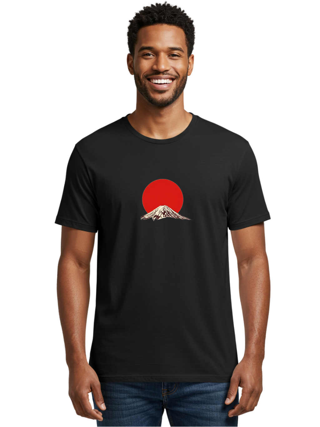Mount-Fuji-7 Men'S Graphic Tee, 100% Cotton, Comfortable Casual Summer Wear, Machine Washable, Mount Fuji, Red Sun, Japanese Mountain, Iconic Landmark, Serene Landscape, Snow-Capped Peak, Minimalist Design, Bold Colors Bad972