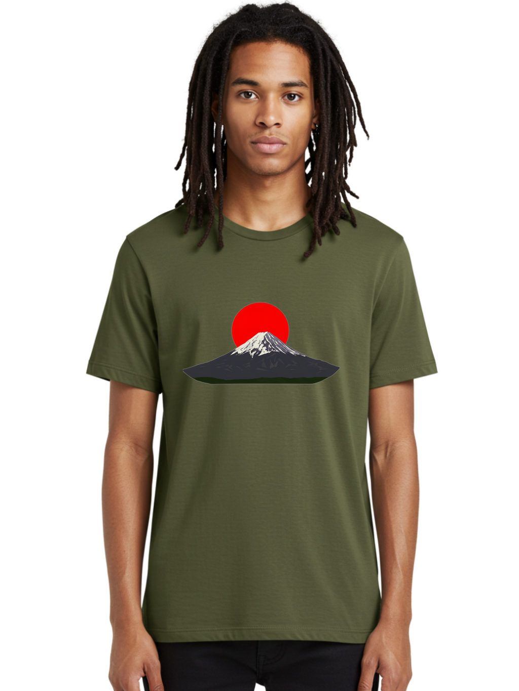 Mount-Fuji-9 Men'S Graphic Tee, 100% Cotton, Comfortable Casual Summer Wear, Machine Washable, Mount Fuji Silhouette, Red Sun, Japanese Landscape, Minimalist Design, Iconic Mountain, Serene Atmosphere, Cultural Symbol, Japan Tourism Bad974