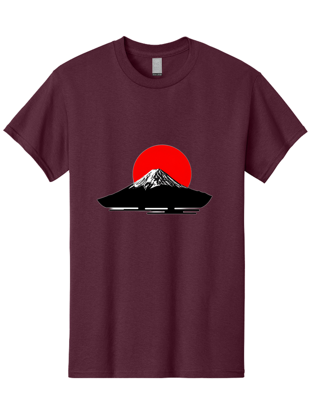 Mount-Fuji Men'S Graphic Tee, 100% Cotton, Comfortable Casual Summer Wear, Machine Washable, Mount Fuji Landscape, Red Sun, Minimalist Design, Iconic Mountain, Japanese Scenery, Striking Silhouette, Simple Shapes, Bold Colors Bad978