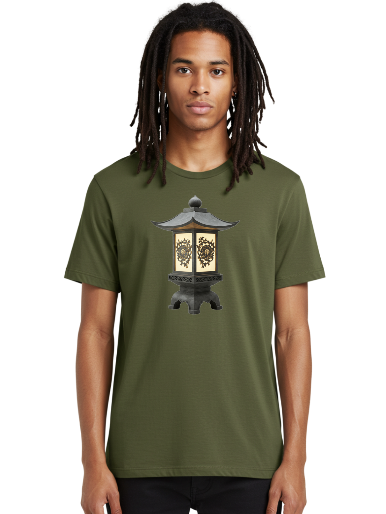 Pagoda-Lantern Men'S Graphic Tee, 100% Cotton, Comfortable Casual Summer Wear, Machine Washable, Outdoor Lantern, Asian-Inspired Decor, Decorative Metalwork, Intricate Designs, Traditional Pagoda-Style Roof, Ambient Lighting, Garden Decor, Bad981