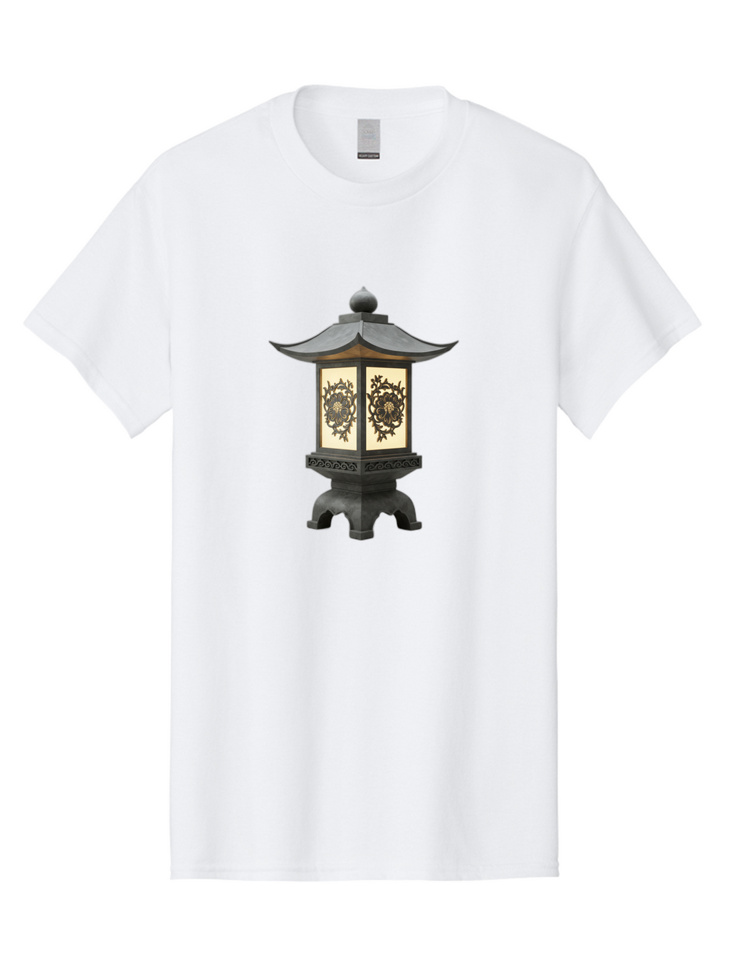 Pagoda-Lantern Men'S Graphic Tee, 100% Cotton, Comfortable Casual Summer Wear, Machine Washable, Outdoor Lantern, Asian-Inspired Decor, Decorative Metalwork, Intricate Designs, Traditional Pagoda-Style Roof, Ambient Lighting, Garden Decor, Bad981