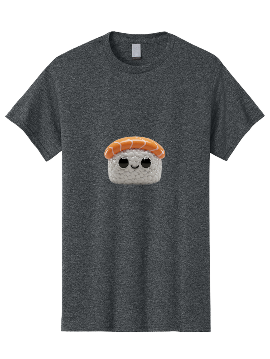 Salmon-Sushi-2 Men'S Graphic Tee, 100% Cotton, Comfortable Casual Summer Wear, Machine Washable, Kawaii Sushi, Cute Cartoon Food, Sushi Character, Japanese Cuisine, Adorable Plush Toy, Smiling Sushi, Orange Salmon Topping, White Rice, Bad984