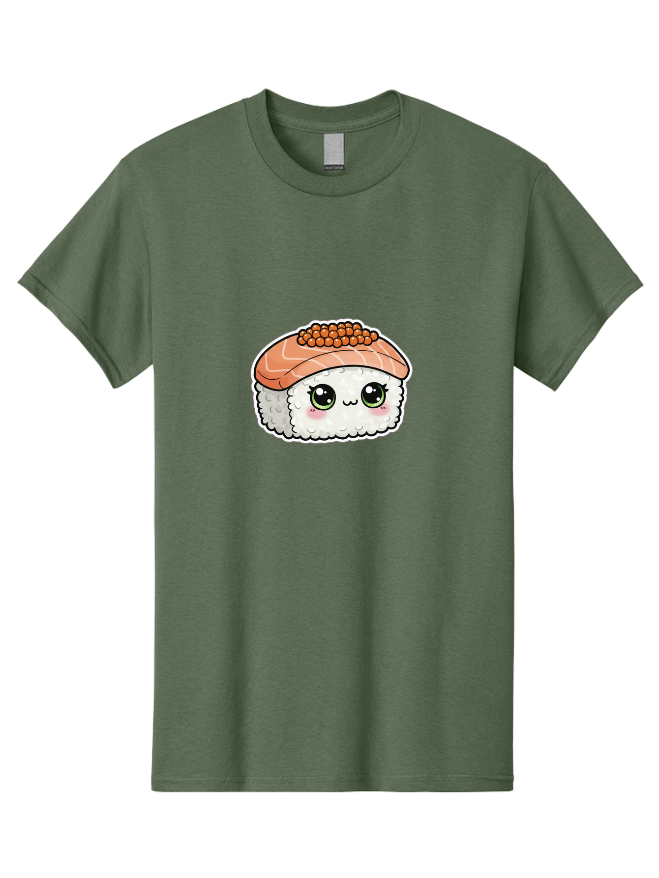 Salmon-Sushi-4 Men'S Graphic Tee, 100% Cotton, Comfortable Casual Summer Wear, Machine Washable, Kawaii Sushi, Cartoon Food, Caviar Sushi Roll, Japanese Cuisine, White Rice, Salmon Sashimi, Orange Caviar, Cute Illustration, Kawaii Food, Bad986