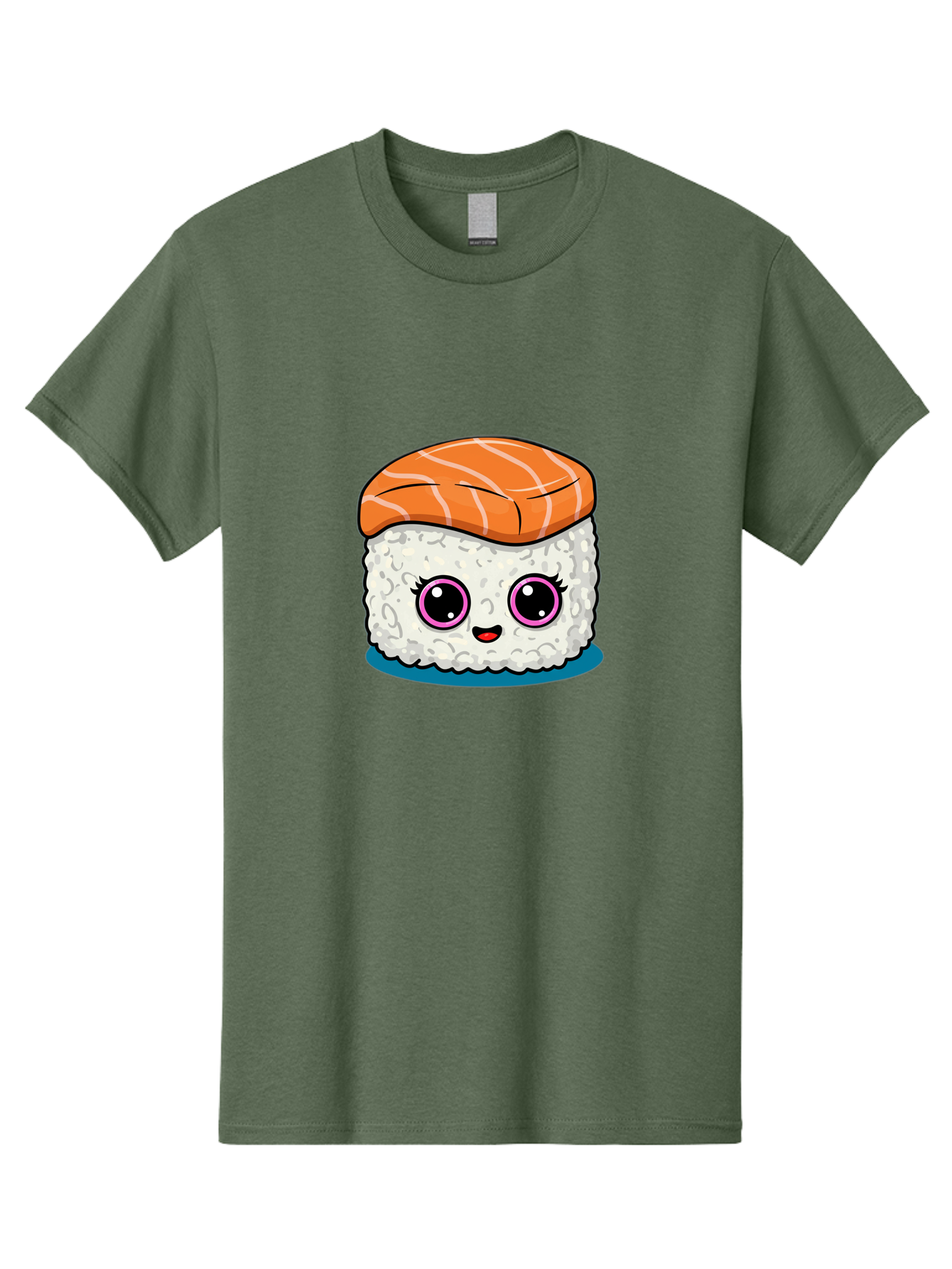Salmon-Sushi Men'S Graphic Tee, 100% Cotton, Comfortable Casual Summer Wear, Machine Washable, Cartoon Sushi, Cute Sushi, Kawaii Food, Salmon Nigiri, Japanese Cuisine, Adorable Characters, Food Illustration, Sushi Art, Cartoon Character Design Bad988