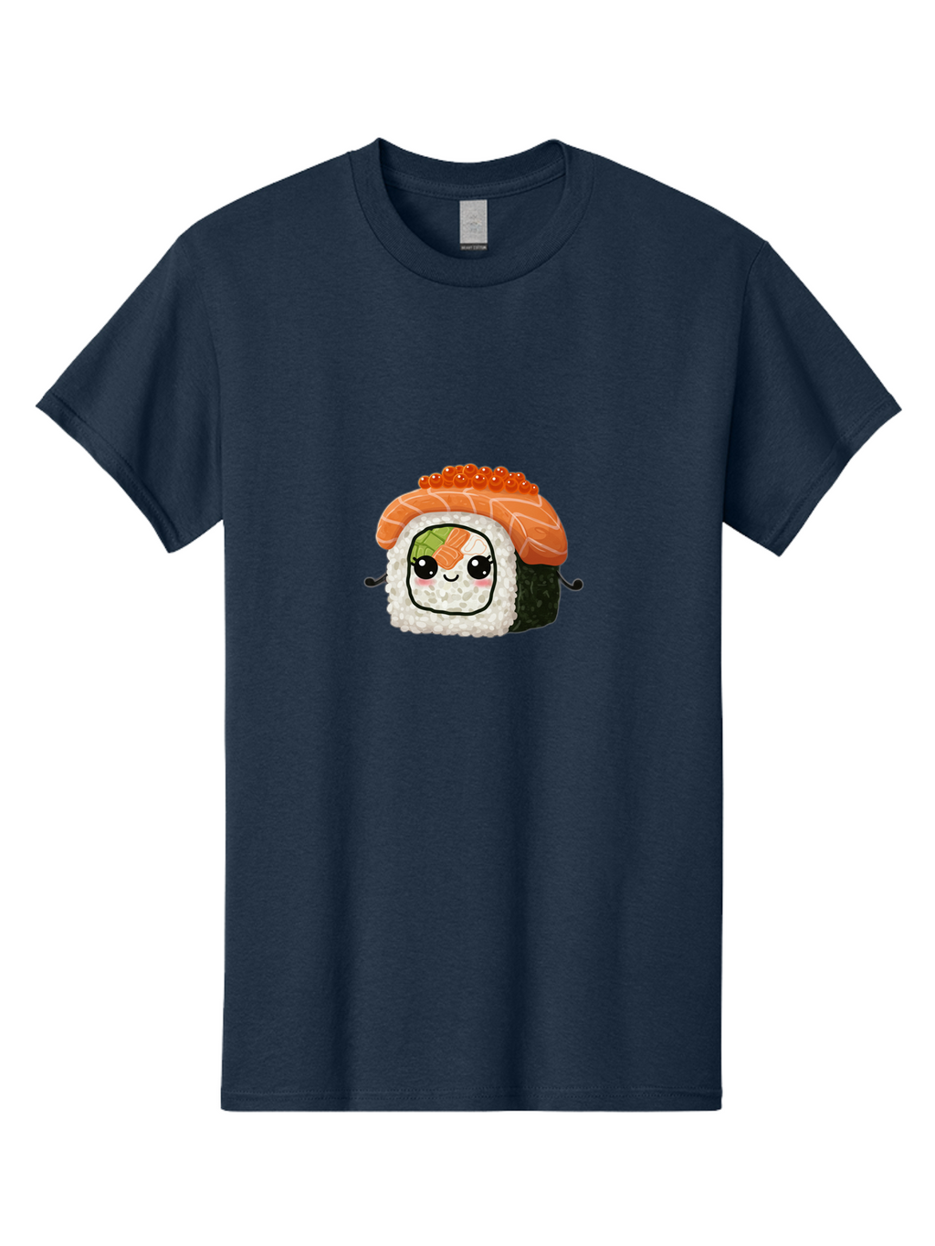 Sushi-Roll Men'S Graphic Tee, 100% Cotton, Comfortable Casual Summer Wear, Machine Washable, Kawaii Sushi Roll, Cartoon Sushi, Adorable Food, Sushi Character, Cute Anime Art, Foodie Illustrations, Mignardise, Orange Salmon, Sushi Love Bad999