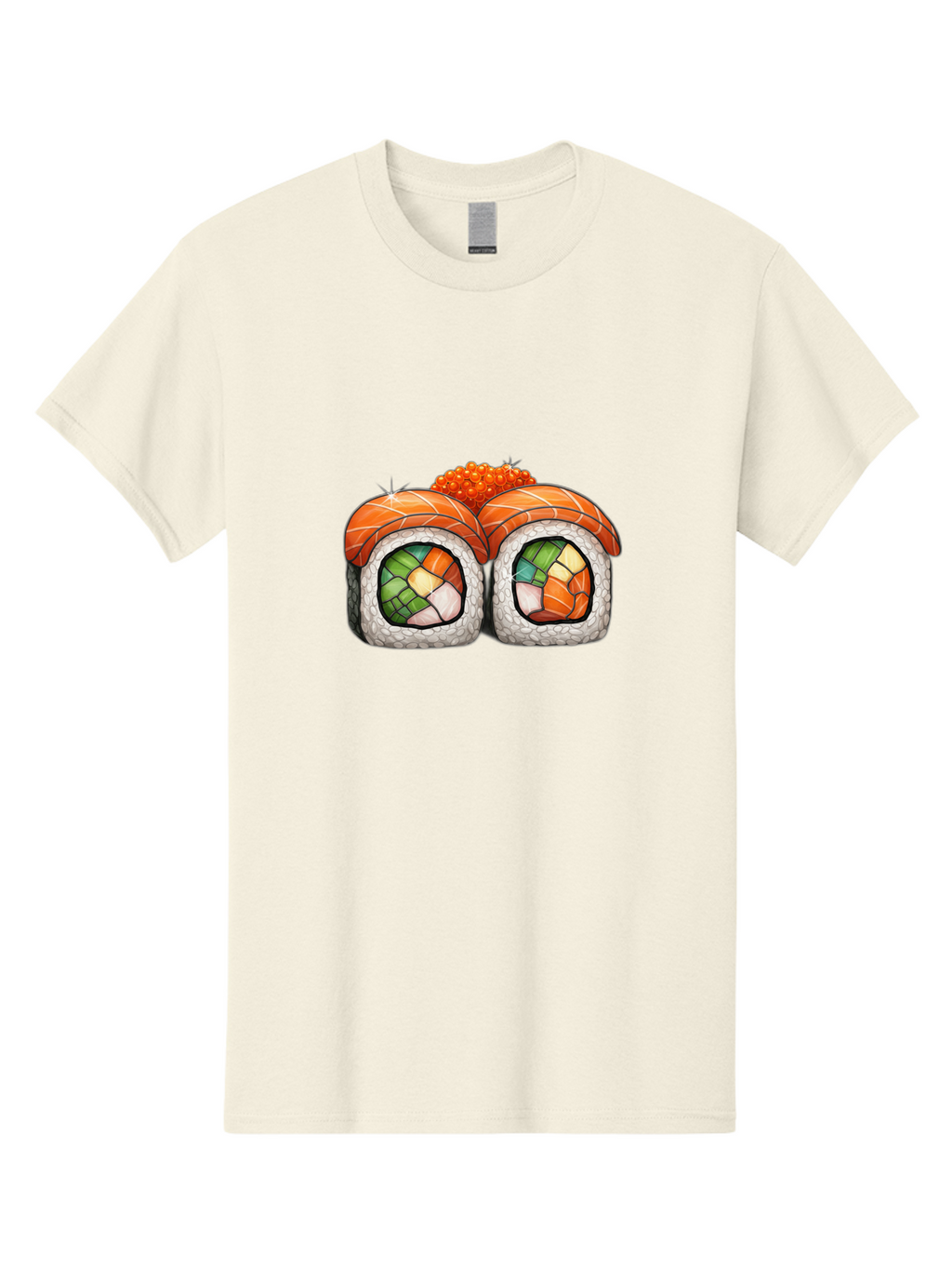 Sushi-Rolls Men'S Graphic Tee, 100% Cotton, Comfortable Casual Summer Wear, Machine Washable, Sushi Rolls, Salmon Sushi, Japanese Cuisine, Raw Fish, Sushi Art, Vibrant Colors, Food Illustration, Colorful Sushi, Sushi Rolls With Caviar Bae000