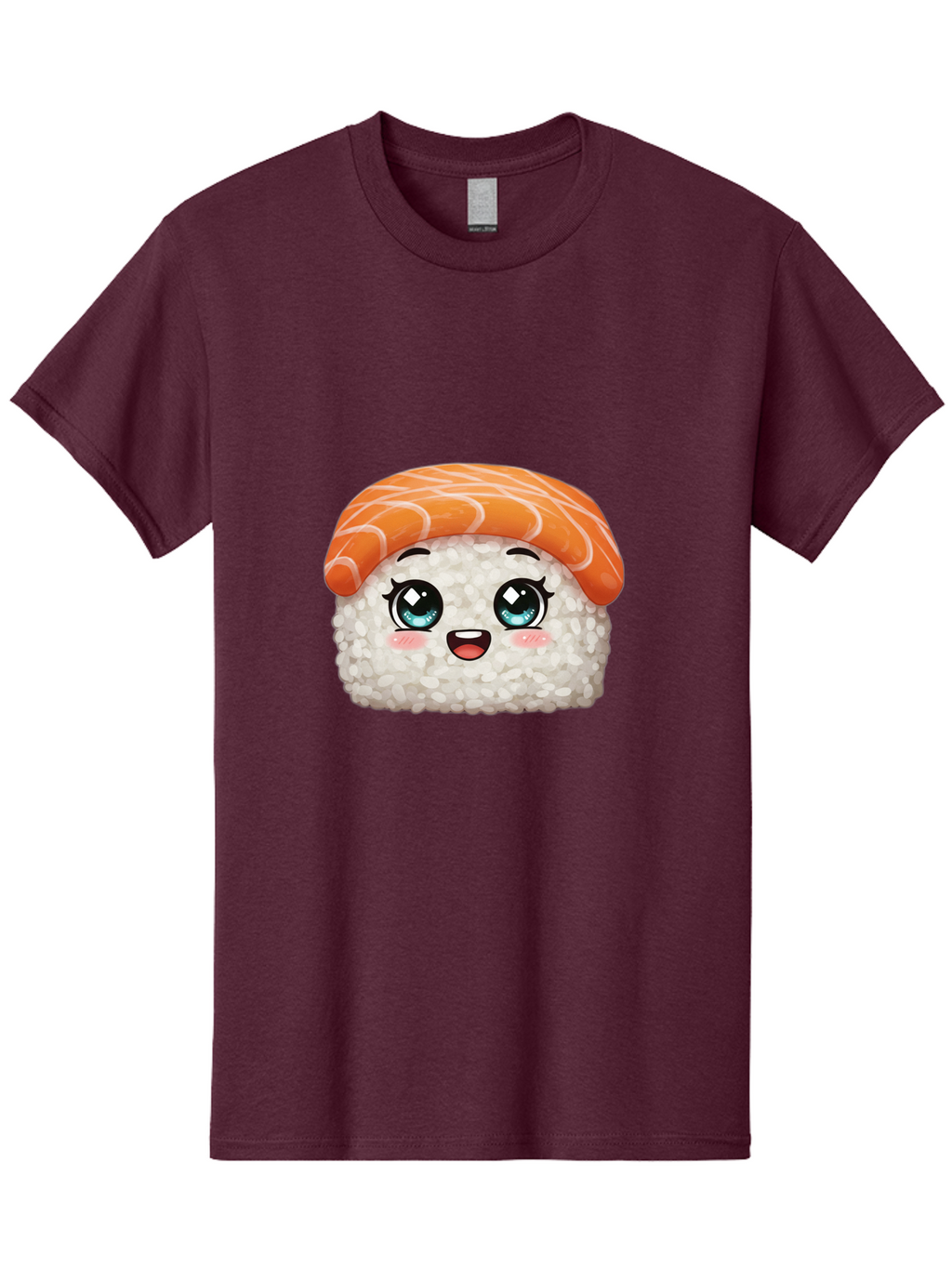 Sushi Men'S Graphic Tee, 100% Cotton, Comfortable Casual Summer Wear, Machine Washable, Kawaii Sushi, Cartoon Sushi, Sushi With Face, Japanese Food, Cute Food, Sushi Illustration, Foodie Art, Sushi Character, Adorable Sushi Bae001