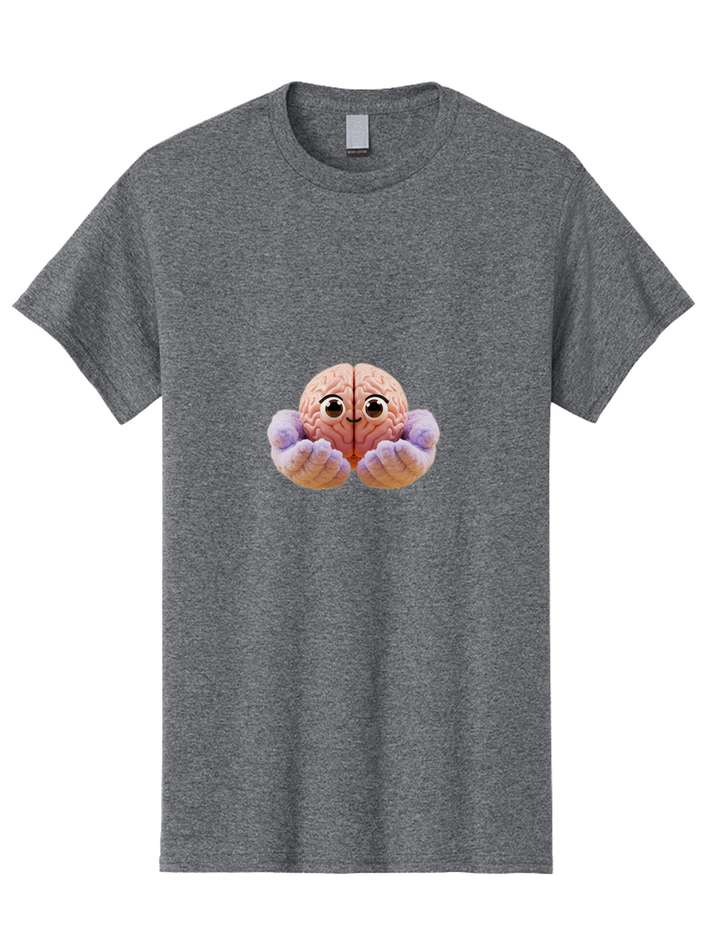 Brain-With-Googly-Eyes Men'S Graphic Tee, 100% Cotton, Comfortable Casual Summer Wear, Machine Washable, Anthropomorphic Brain, Googly Eyes, Brain With Hands, Cute Brain, Funny Brain, Quirky Character, Humorous Illustration, Creative Design, Bae008