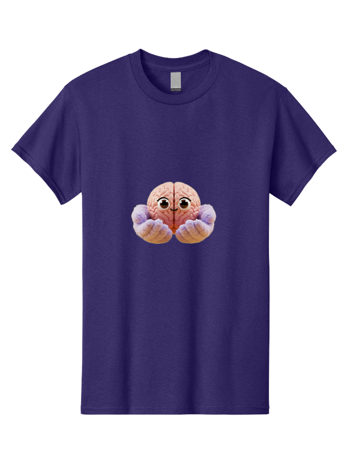 Brain-With-Googly-Eyes Men'S Graphic Tee, 100% Cotton, Comfortable Casual Summer Wear, Machine Washable, Anthropomorphic Brain, Googly Eyes, Brain With Hands, Cute Brain, Funny Brain, Quirky Character, Humorous Illustration, Creative Design, Bae008