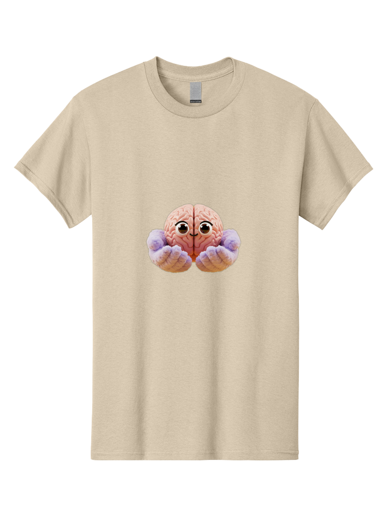 Brain-With-Googly-Eyes Men'S Graphic Tee, 100% Cotton, Comfortable Casual Summer Wear, Machine Washable, Anthropomorphic Brain, Googly Eyes, Brain With Hands, Cute Brain, Funny Brain, Quirky Character, Humorous Illustration, Creative Design, Bae008