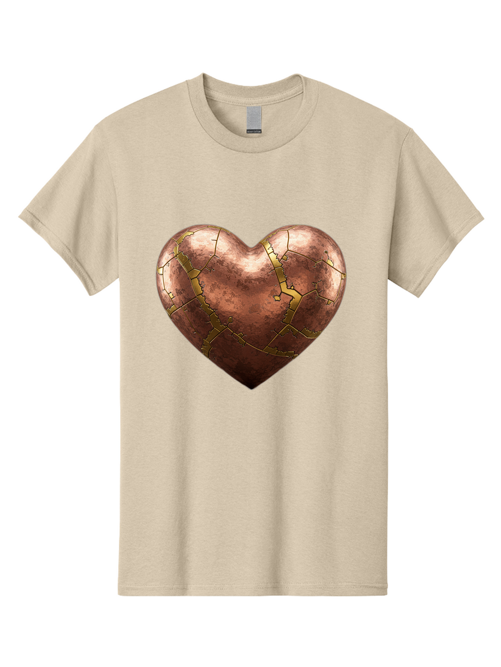 Cracked-Heart-2 Men'S Graphic Tee, 100% Cotton, Comfortable Casual Summer Wear, Machine Washable, Kintsugi Heart, Broken Heart, Cracked Heart, Heart Symbol, Repair, Restoration, Love, Heartbreak, Symbolism, Metaphor, Art, Gold, Broken Pieces Bae015