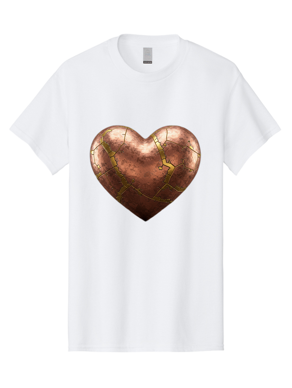 Cracked-Heart-2 Men'S Graphic Tee, 100% Cotton, Comfortable Casual Summer Wear, Machine Washable, Kintsugi Heart, Broken Heart, Cracked Heart, Heart Symbol, Repair, Restoration, Love, Heartbreak, Symbolism, Metaphor, Art, Gold, Broken Pieces Bae015