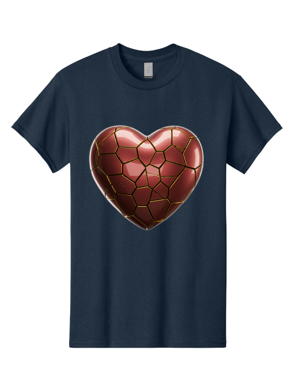 Cracked-Heart Men'S Graphic Tee, 100% Cotton, Comfortable Casual Summer Wear, Machine Washable, Mosaic Heart, Red Heart, Geometric Pattern, Cracked Heart, Love Symbol, Broken Heart, Heart Art, Valentines Day, Mosaic Art, Red Mosaic, Bae016