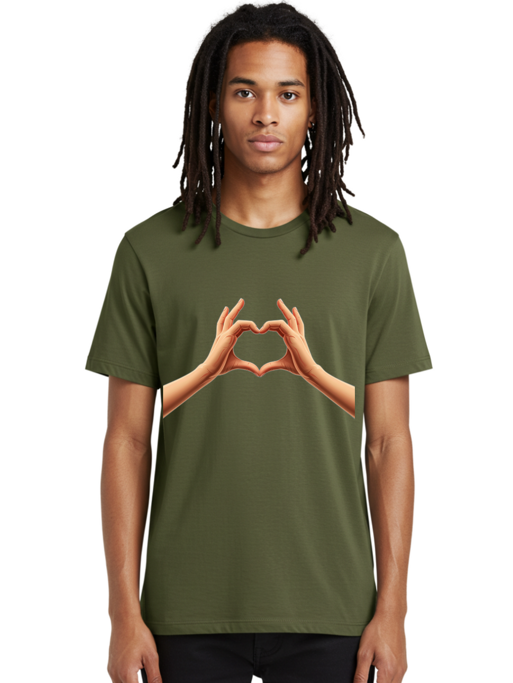 Hands-Forming-Heart Men'S Graphic Tee, 100% Cotton, Comfortable Casual Summer Wear, Machine Washable, Hands Forming A Heart, Love Symbol, Heart Gesture, Affection, Tenderness, Care, Kindness, Charity, Volunteer Work, Donation Bae027