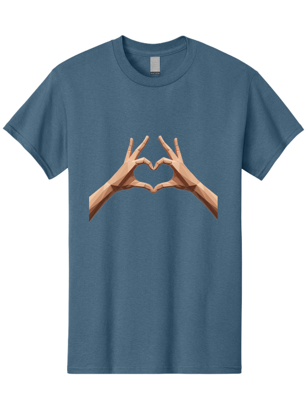 Hands-Heart-Gesture Men'S Graphic Tee, 100% Cotton, Comfortable Casual Summer Wear, Machine Washable, Low Poly Hands, Heart Shape, Love Symbol, 3D Art, Geometric Design, Affectionate Gesture, Digital Illustration, Heart Hands Bae028