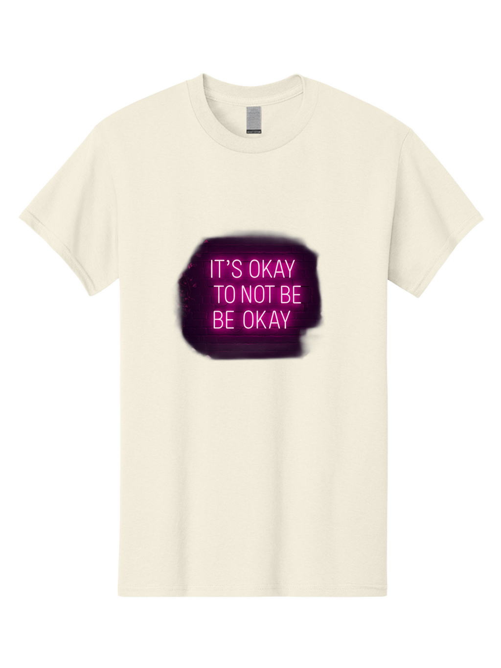 It-S-Okay-To-Not-Be-Okay-3 Men'S Graphic Tee, 100% Cotton, Comfortable Casual Summer Wear, Machine Washable, Mental Health Awareness, Self Care, Emotional Support, Neon Sign, Pink Text, Inspirational Quote, Motivational Message Bae052