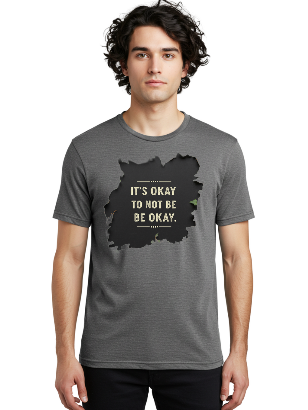 It-S-Okay-To-Not-Be-Okay-5 Men'S Graphic Tee, 100% Cotton, Comfortable Casual Summer Wear, Machine Washable, Mental Health Awareness, Inspirational Quote, Emotional Support, Self Care, Positive Affirmation, Motivational Message, Bae054