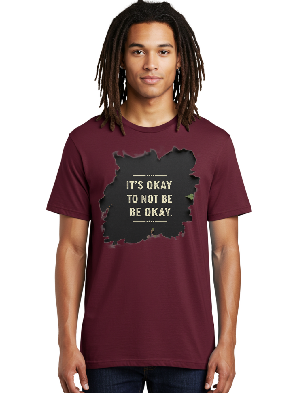 It-S-Okay-To-Not-Be-Okay-5 Men'S Graphic Tee, 100% Cotton, Comfortable Casual Summer Wear, Machine Washable, Mental Health Awareness, Inspirational Quote, Emotional Support, Self Care, Positive Affirmation, Motivational Message, Bae054