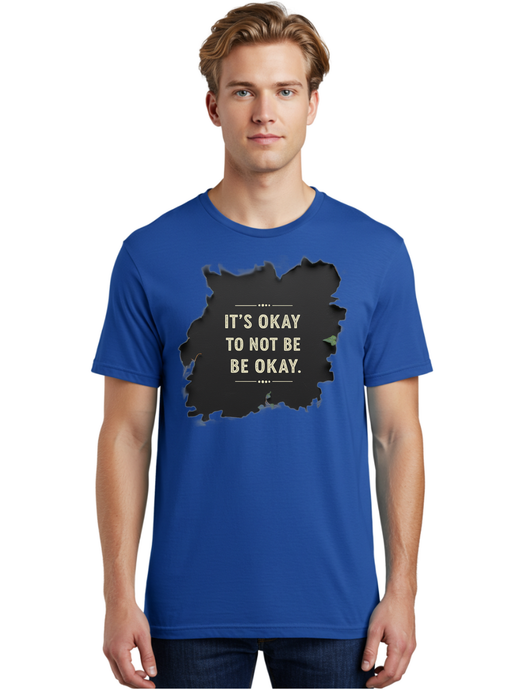 It-S-Okay-To-Not-Be-Okay-5 Men'S Graphic Tee, 100% Cotton, Comfortable Casual Summer Wear, Machine Washable, Mental Health Awareness, Inspirational Quote, Emotional Support, Self Care, Positive Affirmation, Motivational Message, Bae054