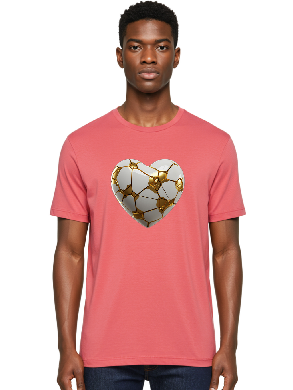 Kintsugi-Heart-6 Men'S Graphic Tee, 100% Cotton, Comfortable Casual Summer Wear, Machine Washable, Kintsugi Heart, Broken Heart, Golden Repair, Pottery Art, Fragile Beauty, Broken And Mended, Wabi-Sabi, Repair Art Bae061