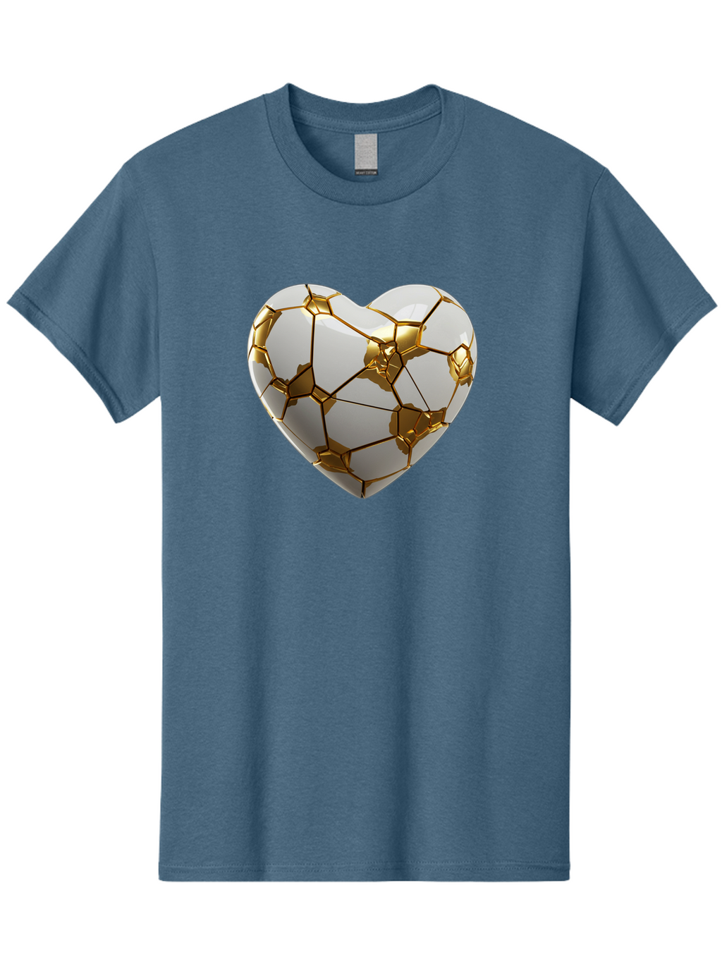 Kintsugi-Heart-6 Men'S Graphic Tee, 100% Cotton, Comfortable Casual Summer Wear, Machine Washable, Kintsugi Heart, Broken Heart, Golden Repair, Pottery Art, Fragile Beauty, Broken And Mended, Wabi-Sabi, Repair Art Bae061