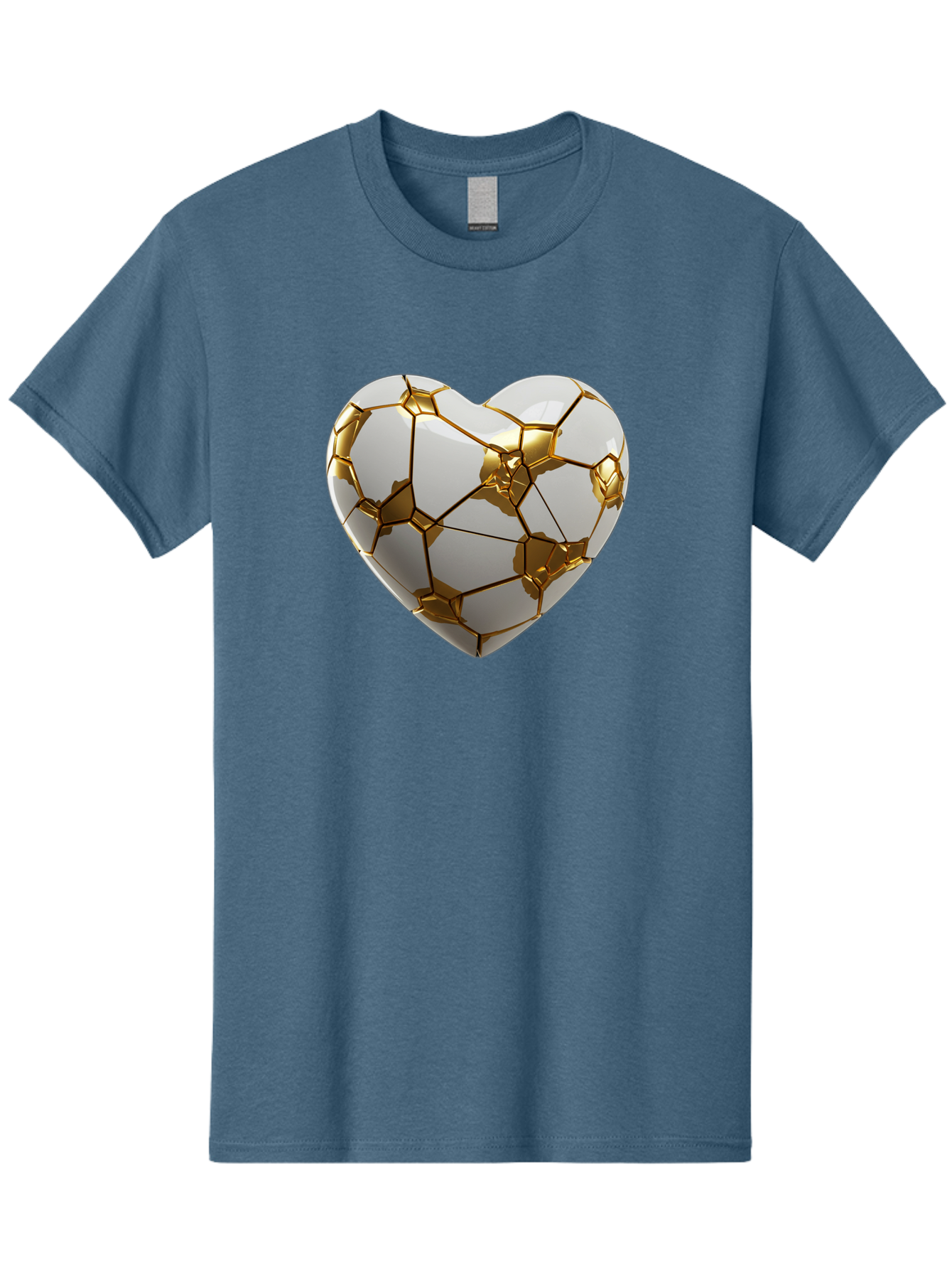 Kintsugi-Heart-6 Men'S Graphic Tee, 100% Cotton, Comfortable Casual Summer Wear, Machine Washable, Kintsugi Heart, Broken Heart, Golden Repair, Pottery Art, Fragile Beauty, Broken And Mended, Wabi-Sabi, Repair Art Bae061