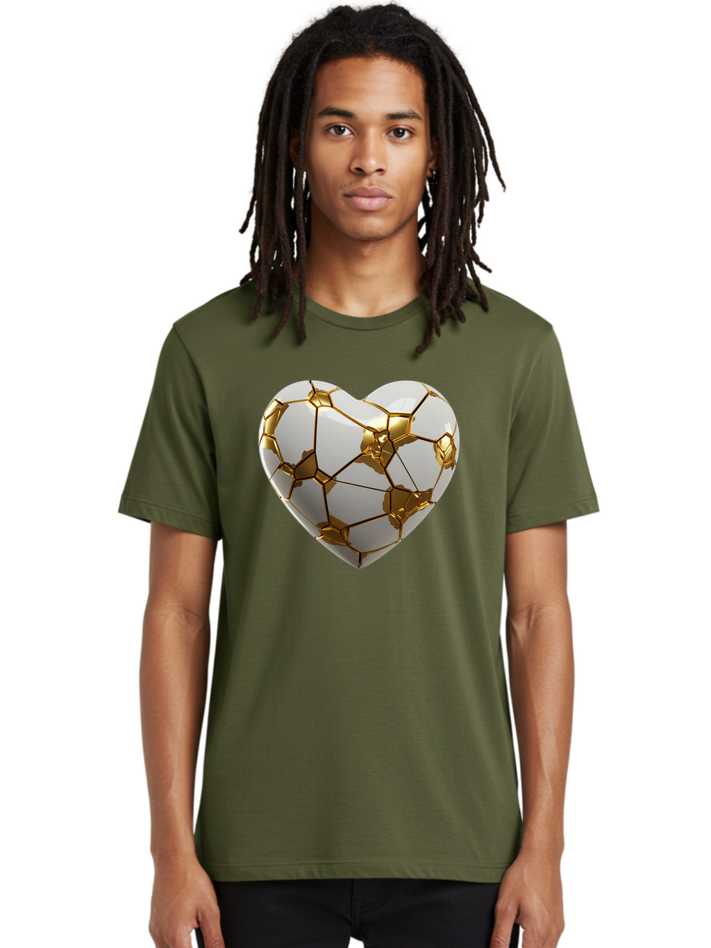 Kintsugi-Heart-6 Men'S Graphic Tee, 100% Cotton, Comfortable Casual Summer Wear, Machine Washable, Kintsugi Heart, Broken Heart, Golden Repair, Pottery Art, Fragile Beauty, Broken And Mended, Wabi-Sabi, Repair Art Bae061