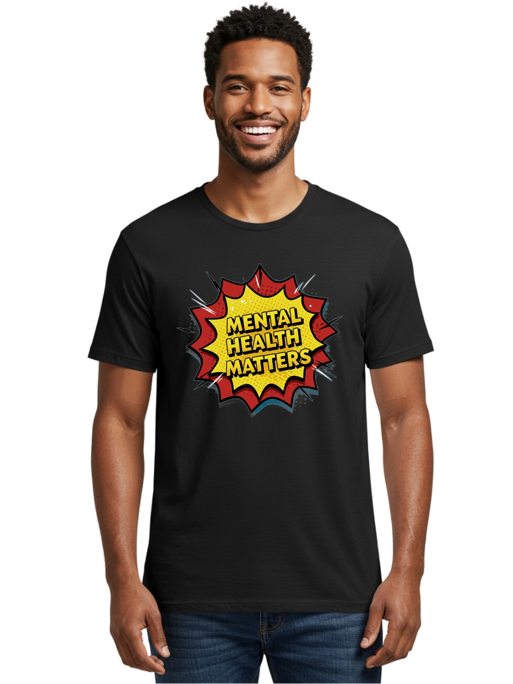 Mental-Health-Matters-1 Men'S Graphic Tee, 100% Cotton, Comfortable Casual Summer Wear, Machine Washable, Mental Health Awareness, Mental Health Matters, Health Is Wealth, Self Care, Mindfulness, Emotional Well-Being, Mental Wellness, Bae066