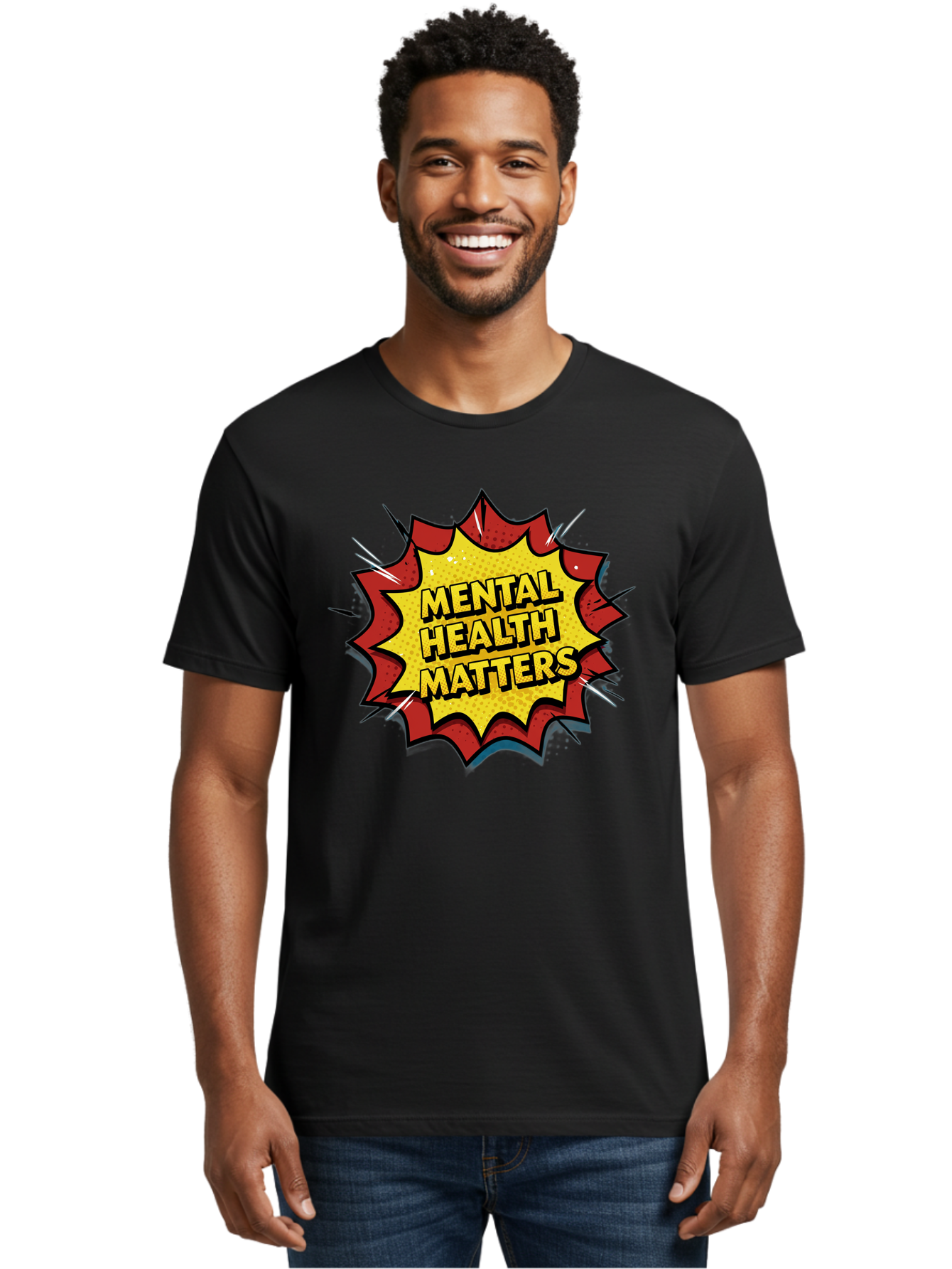 Mental-Health-Matters-1 Men'S Graphic Tee, 100% Cotton, Comfortable Casual Summer Wear, Machine Washable, Mental Health Awareness, Mental Health Matters, Health Is Wealth, Self Care, Mindfulness, Emotional Well-Being, Mental Wellness, Bae066