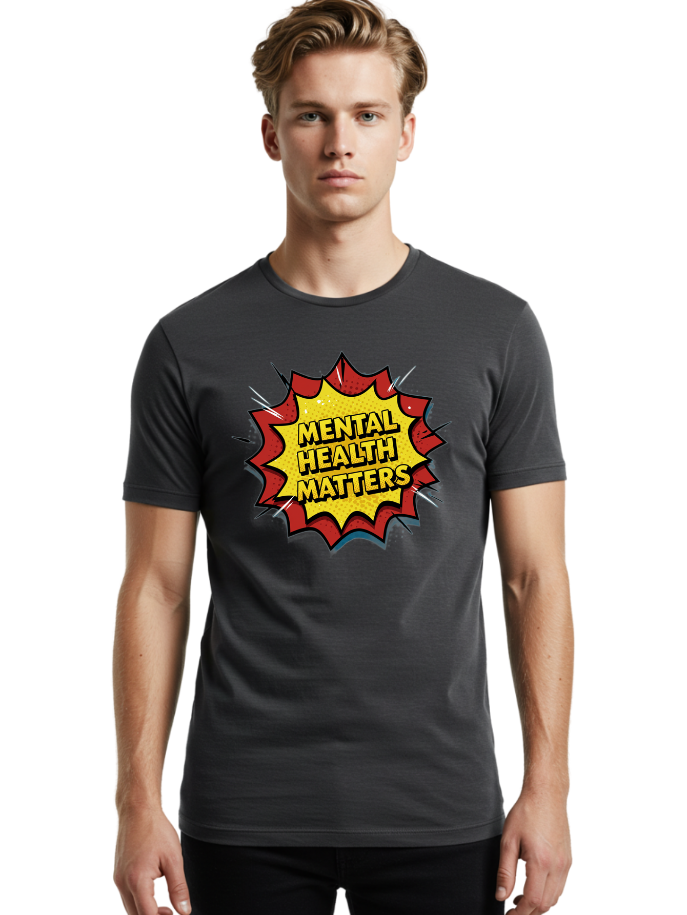 Mental-Health-Matters-1 Men'S Graphic Tee, 100% Cotton, Comfortable Casual Summer Wear, Machine Washable, Mental Health Awareness, Mental Health Matters, Health Is Wealth, Self Care, Mindfulness, Emotional Well-Being, Mental Wellness, Bae066
