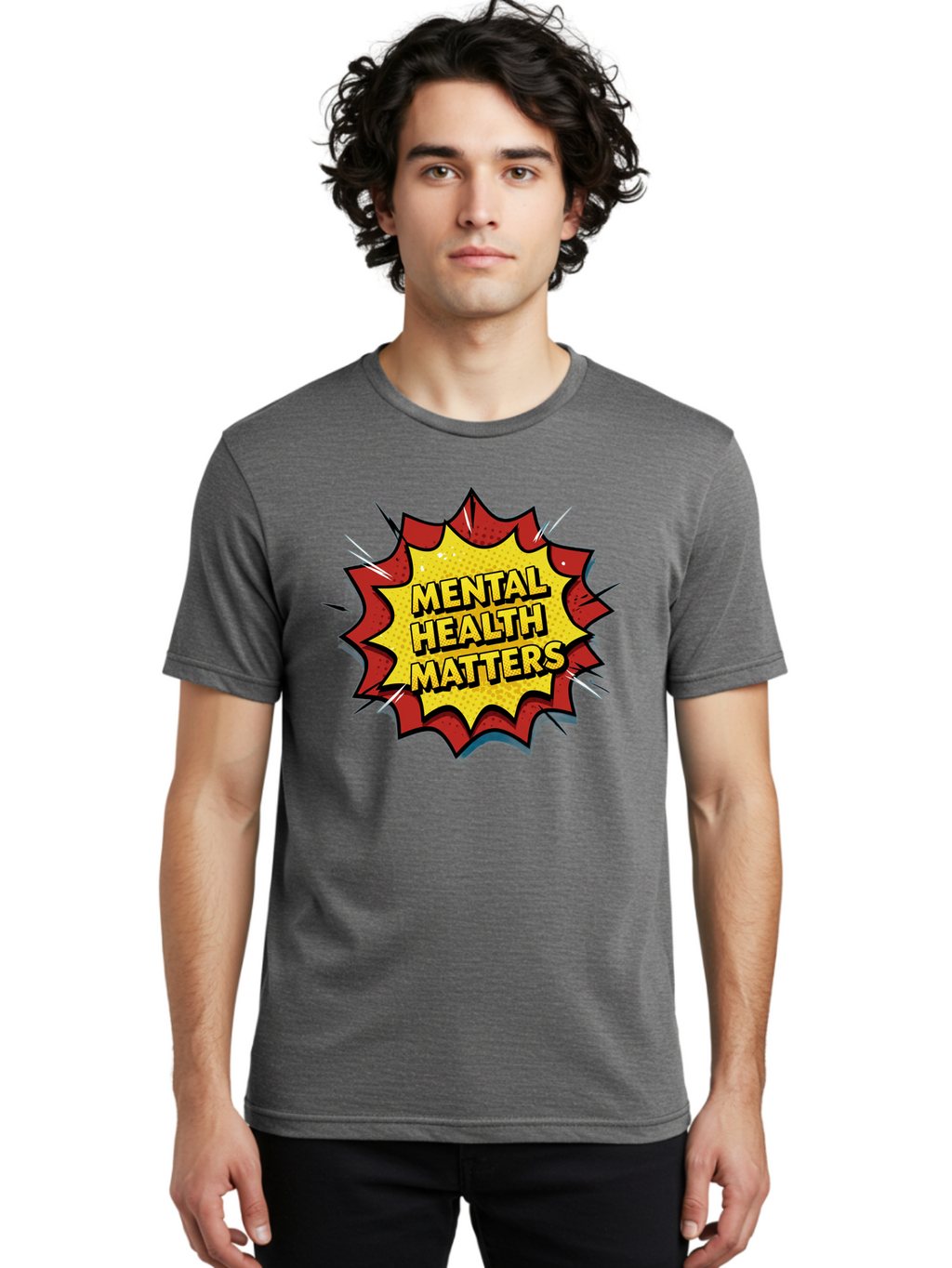 Mental-Health-Matters-1 Men'S Graphic Tee, 100% Cotton, Comfortable Casual Summer Wear, Machine Washable, Mental Health Awareness, Mental Health Matters, Health Is Wealth, Self Care, Mindfulness, Emotional Well-Being, Mental Wellness, Bae066