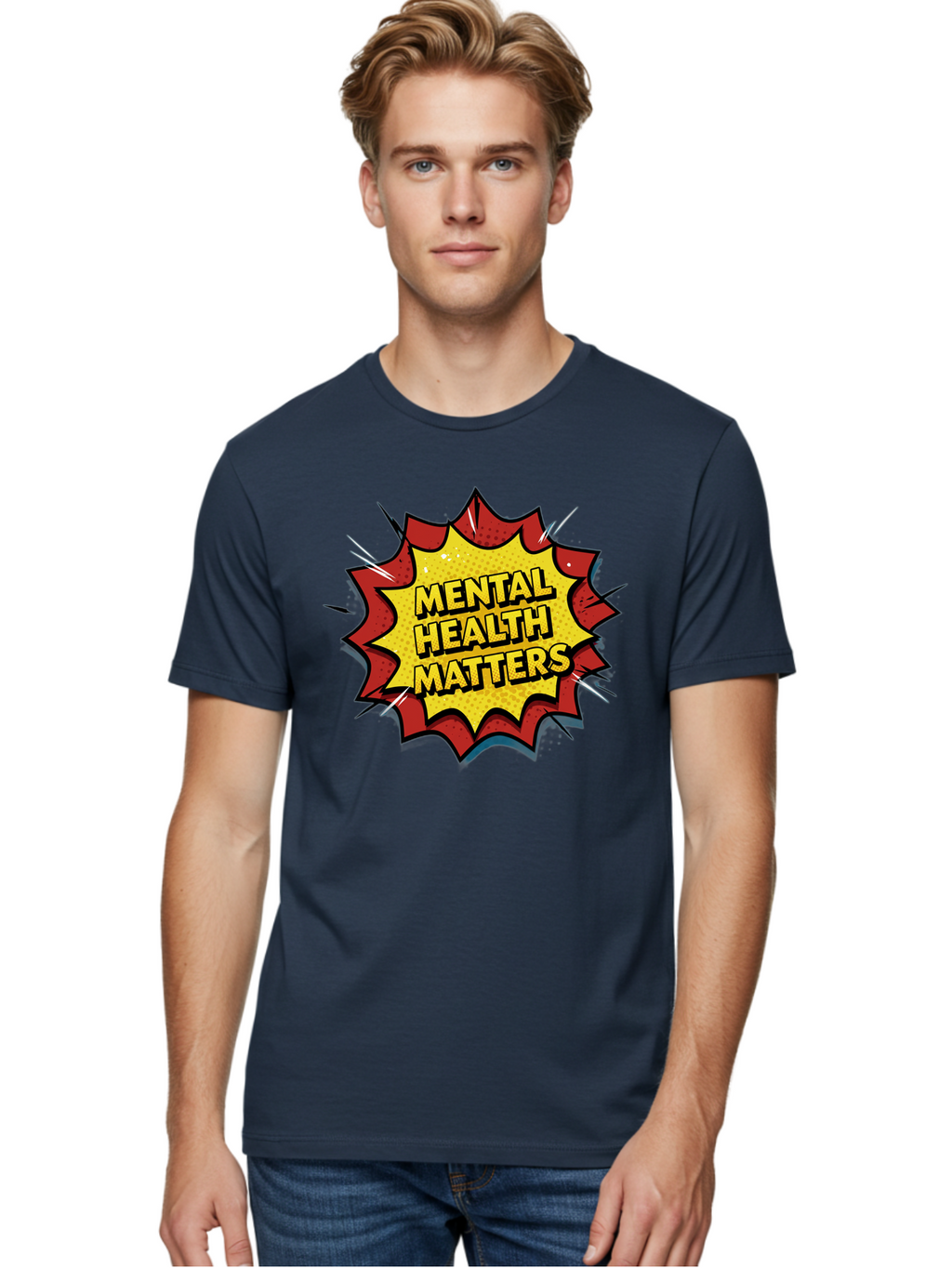 Mental-Health-Matters-1 Men'S Graphic Tee, 100% Cotton, Comfortable Casual Summer Wear, Machine Washable, Mental Health Awareness, Mental Health Matters, Health Is Wealth, Self Care, Mindfulness, Emotional Well-Being, Mental Wellness, Bae066