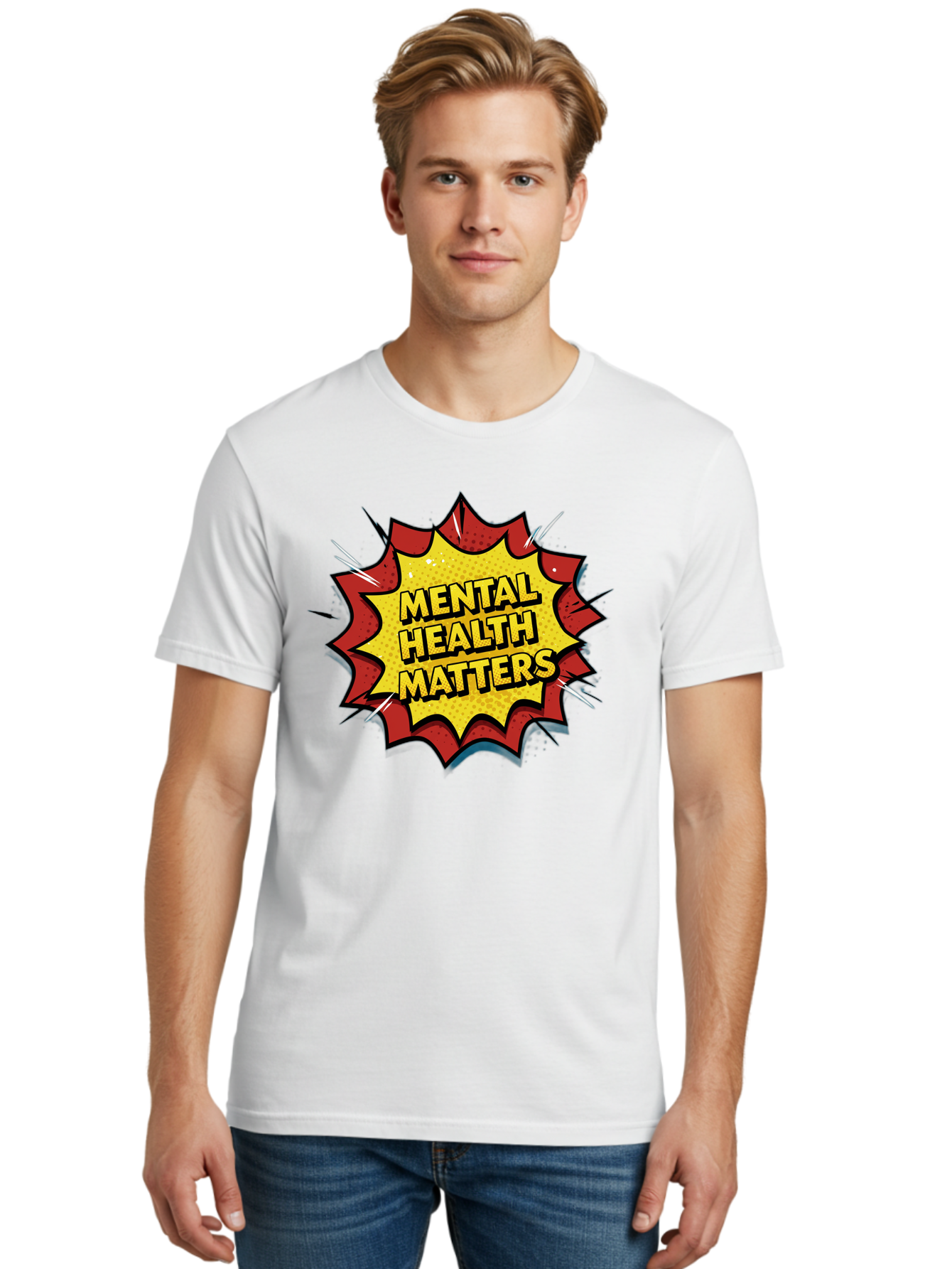 Mental-Health-Matters-1 Men'S Graphic Tee, 100% Cotton, Comfortable Casual Summer Wear, Machine Washable, Mental Health Awareness, Mental Health Matters, Health Is Wealth, Self Care, Mindfulness, Emotional Well-Being, Mental Wellness, Bae066