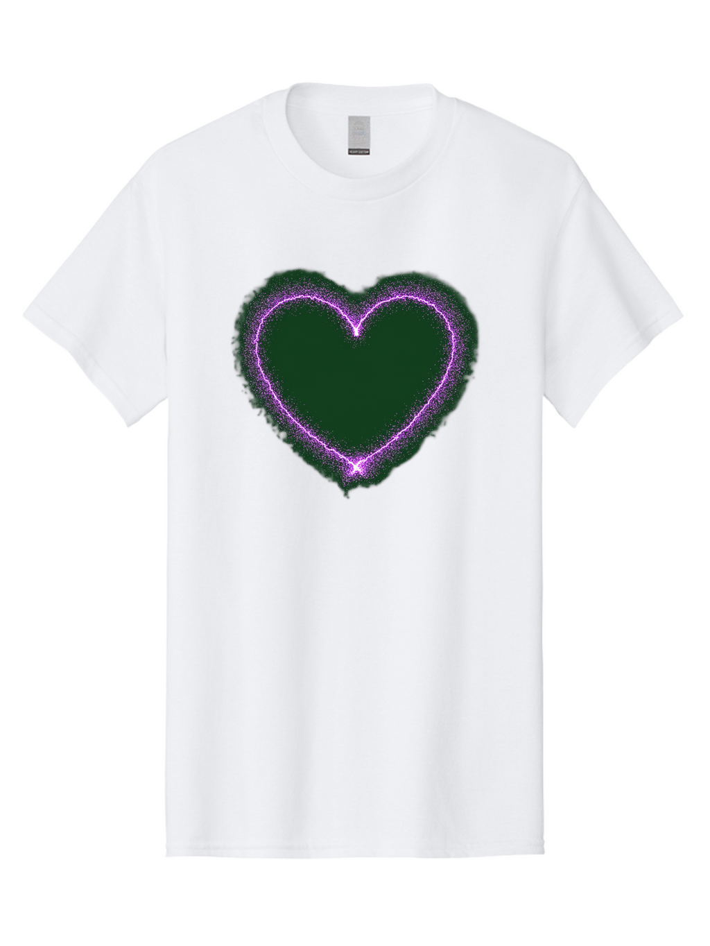 Purple-Heart-1 Men'S Graphic Tee, 100% Cotton, Comfortable Casual Summer Wear, Machine Washable, Purple Heart Shape, Neon Light, Glowing Heart, Love Symbol, Romantic Gesture, Vibrant Purple, Heart Outline, Sparkles, Festive Design, Bae074