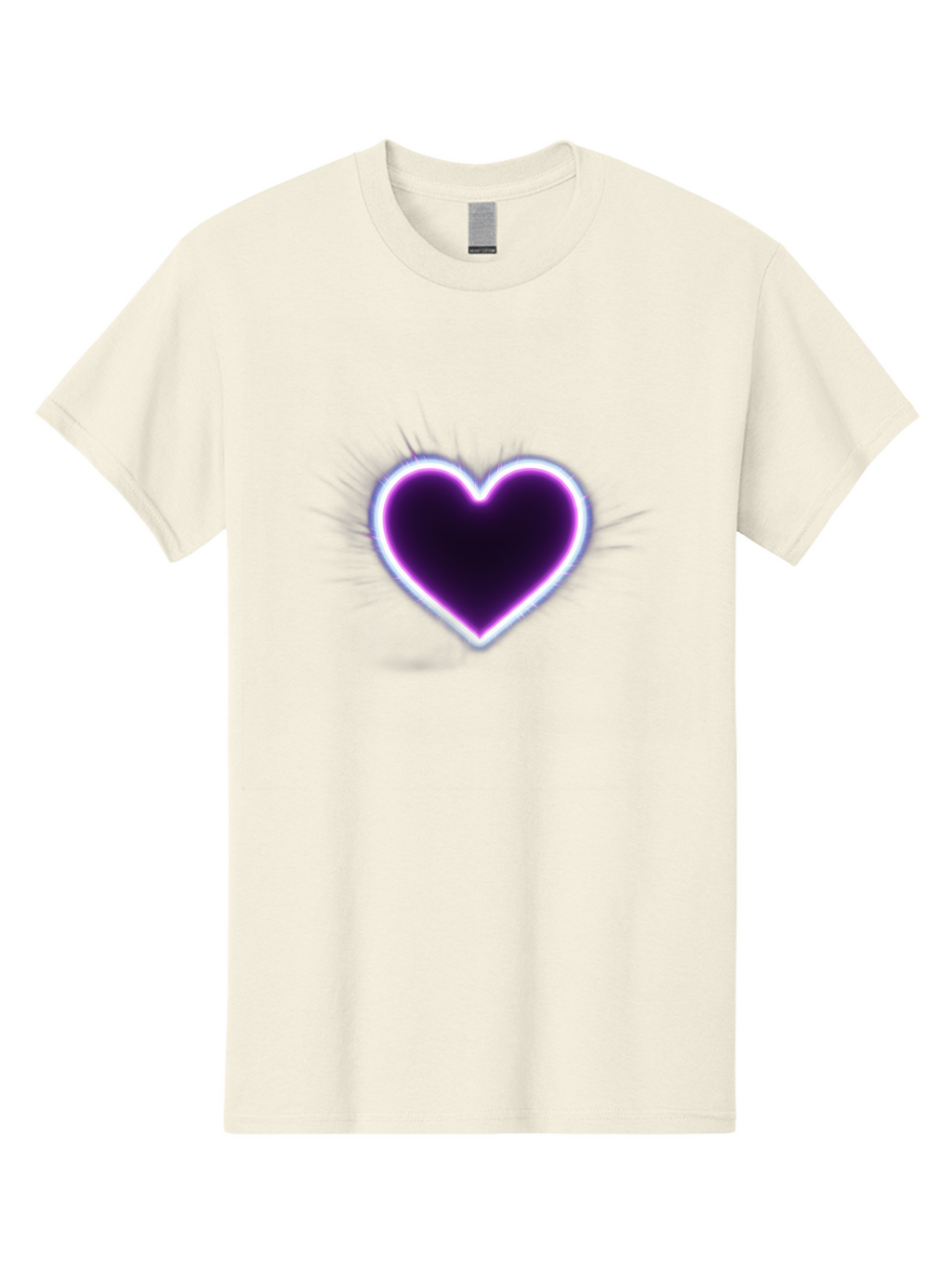 Purple-Heart Men'S Graphic Tee, 100% Cotton, Comfortable Casual Summer Wear, Machine Washable, Purple Heart Icon, Glowing Heart, Purple Neon Glow, Love Symbol, Heart Shape, Vibrant Purple, Emotional Graphic, Valentines Day Graphic, Heart Icon Bae075