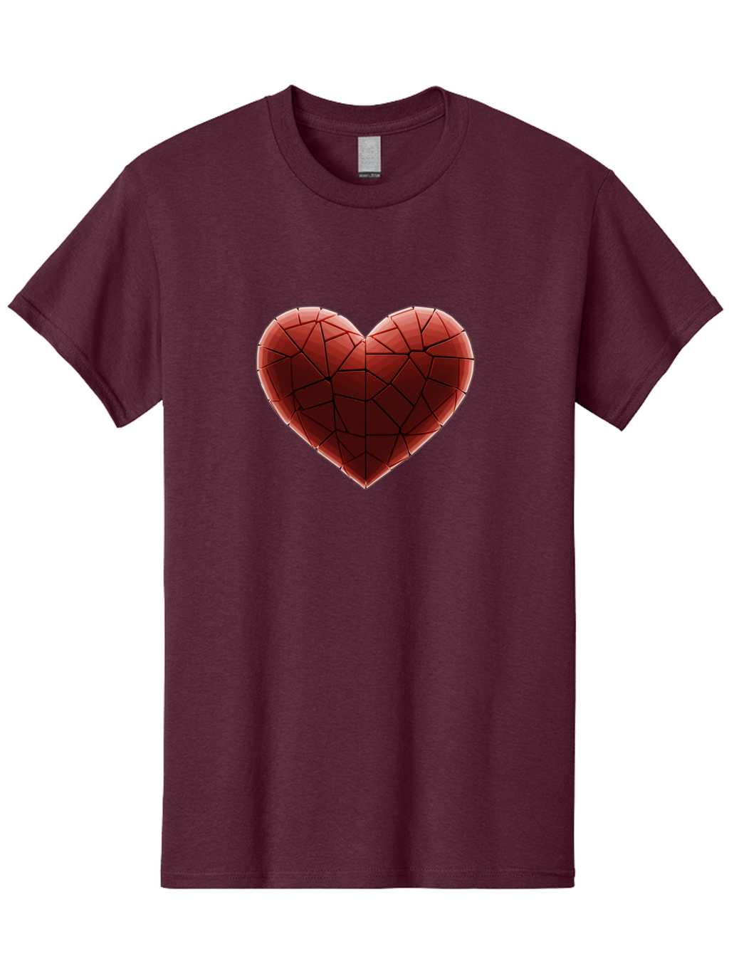 Red-Faceted-Heart Men'S Graphic Tee, 100% Cotton, Comfortable Casual Summer Wear, Machine Washable, Low Poly Heart, Geometric Heart, Red Heart, Love Symbol, Abstract Art, 3D Model, Modern Design, Polygonal Shape, Heart Shape Bae076
