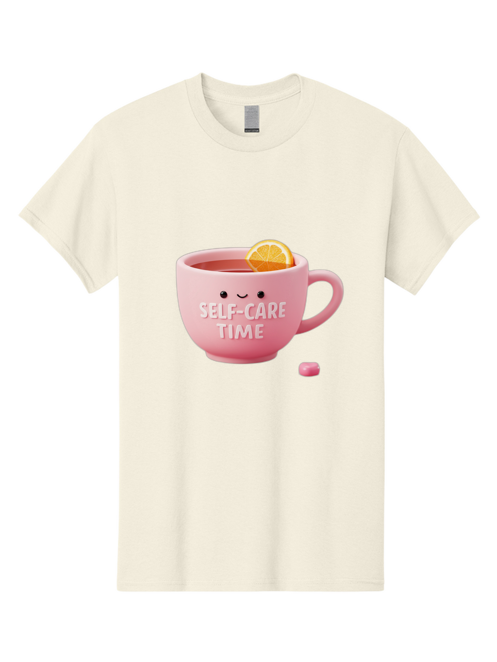 Self-Care-Time-1 Men'S Graphic Tee, 100% Cotton, Comfortable Casual Summer Wear, Machine Washable, Relaxing Tea, Self Care, Wellness, Mindfulness, Pink Tea Cup, Lemon Slice, Cozy Atmosphere, Calming Ambiance, Soothing Drink Bae082