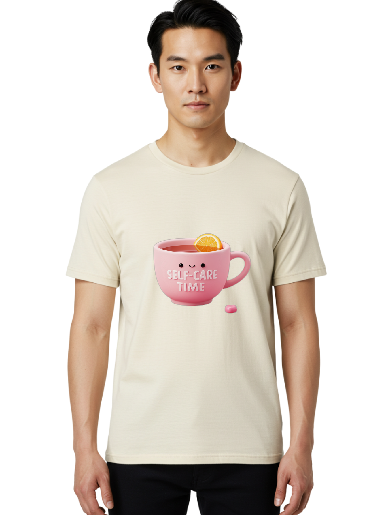 Self-Care-Time-1 Men'S Graphic Tee, 100% Cotton, Comfortable Casual Summer Wear, Machine Washable, Relaxing Tea, Self Care, Wellness, Mindfulness, Pink Tea Cup, Lemon Slice, Cozy Atmosphere, Calming Ambiance, Soothing Drink Bae082
