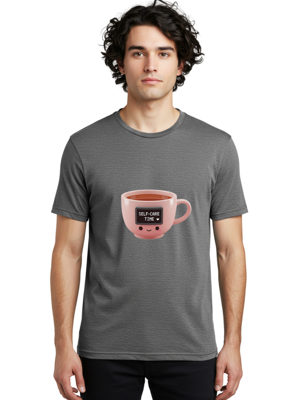 Self-Care-Time-3 Men'S Graphic Tee, 100% Cotton, Comfortable Casual Summer Wear, Machine Washable, Self-Care, Coffee Time, Wellness, Relaxation, Mental Health, Positive Vibes, Soothing Moments, Calmness, Mindfulness Bae084