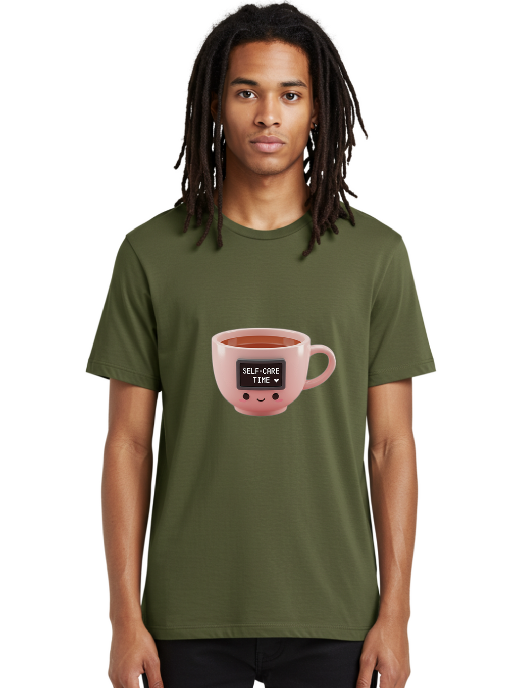 Self-Care-Time-3 Men'S Graphic Tee, 100% Cotton, Comfortable Casual Summer Wear, Machine Washable, Self-Care, Coffee Time, Wellness, Relaxation, Mental Health, Positive Vibes, Soothing Moments, Calmness, Mindfulness Bae084