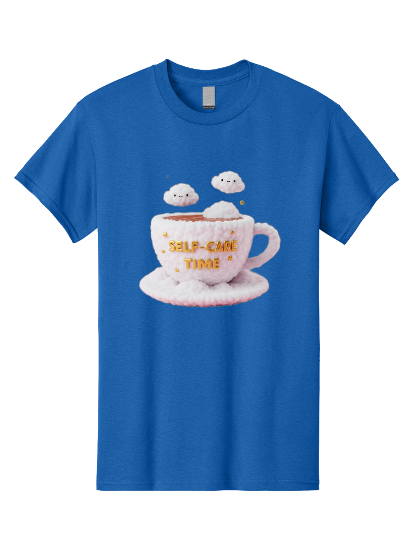 Self-Care-Time-4 Men'S Graphic Tee, 100% Cotton, Comfortable Casual Summer Wear, Machine Washable, Self-Care Time, Hot Coffee, Coffee Cup, Fluffy Clouds, Happy Face, Relaxation, Mindfulness, Calm Atmosphere, Soothing Ambiance, Mental Wellness Bae085